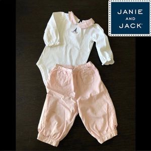 Janie And Jack Eiffel Tower body suit+ Pant 6-12 M